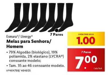 Oferta de Esmara - Meias Para Senhora/Homem por 7€ em Lidl