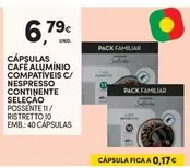 Oferta de A+ - Cápsulas Café Alumínio Compatíveis C/ Nespresso Continente Seleção por 6,79€ em Continente