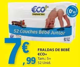 Oferta de Eco+ - Fraldas De Bebe por 7,99€ em E.Leclerc