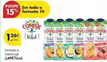 Oferta de Compal - Laranja E Maracujá por 1,26€ em Pingo Doce