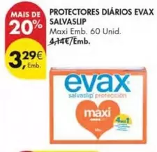 Oferta de Evax - Protectores Diarios Salvaslip por 3,29€ em Pingo Doce