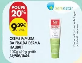 Oferta de Halibut - Creme P/Muda Da Fralda Derma por 9,39€ em Pingo Doce