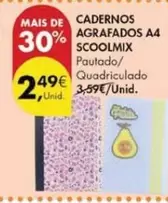 Oferta de Cadernos Agrarados A4 por 2,49€ em Pingo Doce