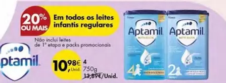 Oferta de Aptamil - Em Todos Os Leiters Infantis Regulares por 10,98€ em Pingo Doce