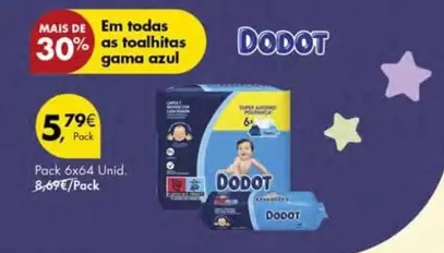 Oferta de Dodot - Em Todas As Toalhitas Gama Azul por 5,79€ em Pingo Doce