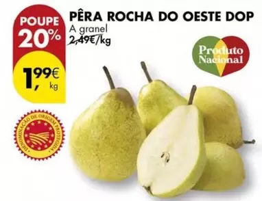 Oferta de A+ - Pera Rocha Do Oeste Dop por 1,99€ em Pingo Doce