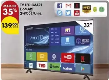 Oferta de Tv Led Smart E-Smart por 139€ em Pingo Doce