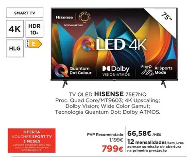 Oferta de Hisense - Tv Qled por 66,58€ em El Corte Inglés