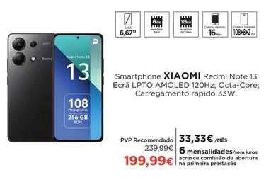 Oferta de Xiaomi - Smartphone Redmi Note 13 por 199,99€ em El Corte Inglés