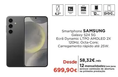 Oferta de Samsung - Smartphone Galaxy S24 5g por 58,32€ em El Corte Inglés