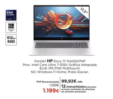 Oferta de Intel - Portátil Envy 17-da0007np por 99,92€ em El Corte Inglés