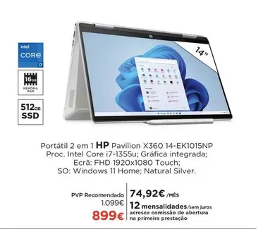 Oferta de Intel - Portátil 2 Em 1 Pavilion por 899€ em El Corte Inglés