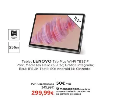 Oferta de Lenovo - Tablet Tab Plus Wi-Fi TB351F por 299,99€ em El Corte Inglés