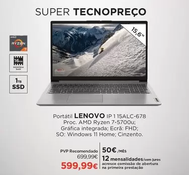 Oferta de Lenovo - Portátil por 599,99€ em El Corte Inglés