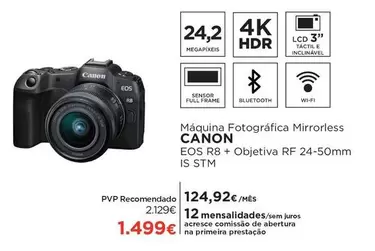 Oferta de Canon - Fotográfica Mirrorless Eos R8+ Obiettiva RF 24-50mm IS STM por 1499€ em El Corte Inglés