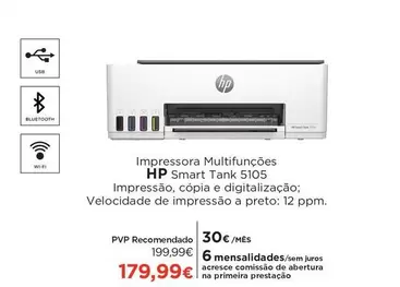 Oferta de HP - Impressora Multifunções Smart Tank 5105 por 179,99€ em El Corte Inglés