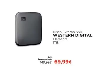 Oferta de Disco Externo SSD Western Digital por 69,99€ em El Corte Inglés