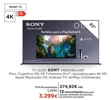 Oferta de A+ - Tv Oled Xr83a9ojaep por 274,92€ em El Corte Inglés