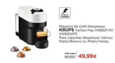 Oferta de Nespresso - Maquina De Café  Vertuo Pop XN9201W/XN9201W por 49,99€ em El Corte Inglés