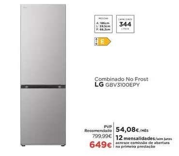 Oferta de LG - Combinado No Frost Gbv3100epy por 649€ em El Corte Inglés