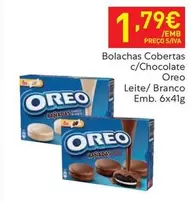 Oferta de Oreo - Bolachas Cobertas C/Chocolate  Leite/Branco Emb. 6x41g por 1,79€ em Recheio