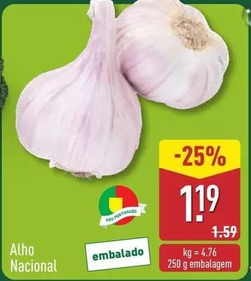 Oferta de Alho Nacional por 1,19€ em Aldi