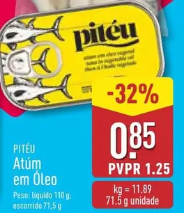 Oferta de Pitéu - Atum Em Oleo por 0,85€ em Aldi