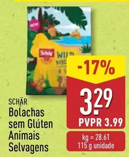 Oferta de Schar - Bolachas Sem Glúten Animais Selvagens por 3,29€ em Aldi