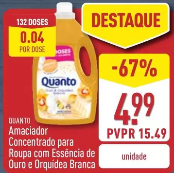 Oferta de Quanto - Amaciador Concentrado Para Roupa Com Essência De Ouro E Orquídea Branca por 4,99€ em Aldi