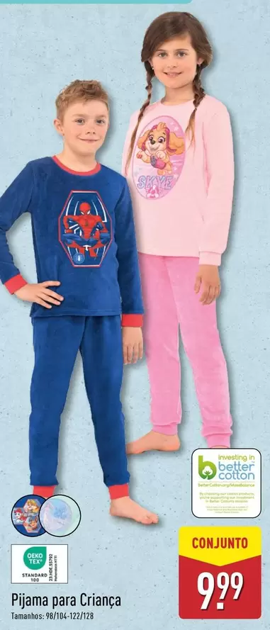 Oferta de Pijama Para Crianca por 9,99€ em Aldi