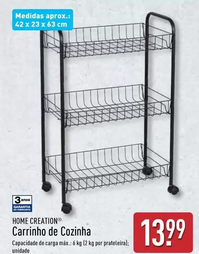 Oferta de Home Creation - Carrinho De Cozinha por 13,99€ em Aldi