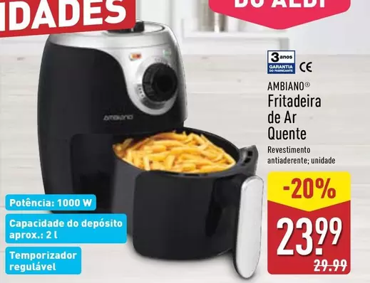 Oferta de Ambiano - Fritadeira De Ar Quente por 23,99€ em Aldi