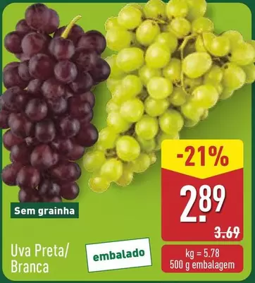 Oferta de Uva Preta/Branca por 2,89€ em Aldi