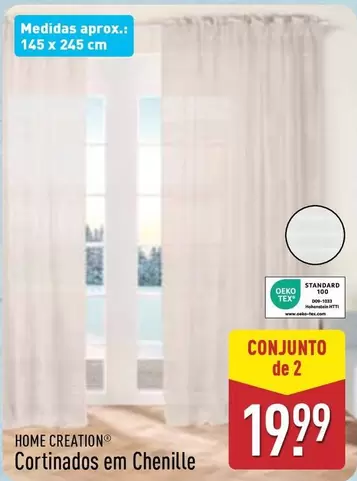 Oferta de Home Creation - Cortinados Em Chenille por 19,99€ em Aldi