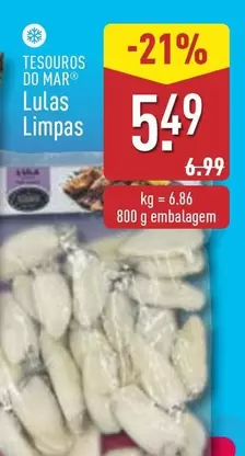 Oferta de Tesouros Do Mar - Lulas Limpas por 5,49€ em Aldi