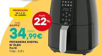 Oferta de Porsi - Fritadeira Digital S/Oleo por 34,99€ em Intermarché