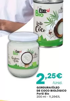 Oferta de Porsi - Gordura/Oleo De Coco Biológico por 2,25€ em Intermarché