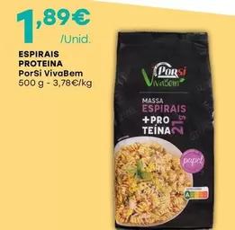 Oferta de Porsi - Espirais Proteina Vivabem por 1,89€ em Intermarché