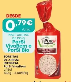 Oferta de PorSi VivaBem - Tortitas De Arroz Integral  por 0,79€ em Intermarché