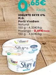 Oferta de Porsi VivaBem  - Iogurte Skyr 0% M.G. por 0,69€ em Intermarché