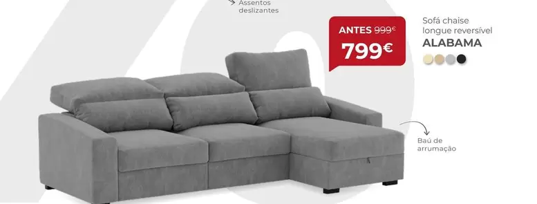 Oferta de Sofá Chaise Longue Reversivel Alabama por 799€ em Homy Casa