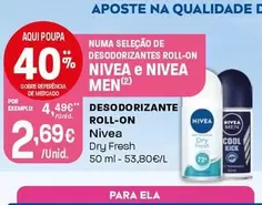 Oferta de Nivea - Desodorizante Roll-on por 2,69€ em Intermarché