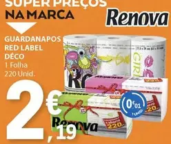 Oferta de Renova - Guardanapos Red Label Deco por 2,19€ em E.Leclerc