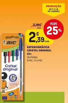 Oferta de BIC - Esferográfica Cristal Original por 2,39€ em Intermarché