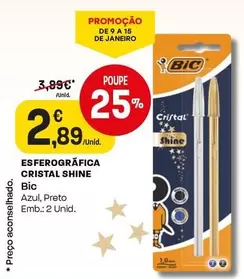 Oferta de BIC - Esferográfica Cristal Shine por 2,89€ em Intermarché