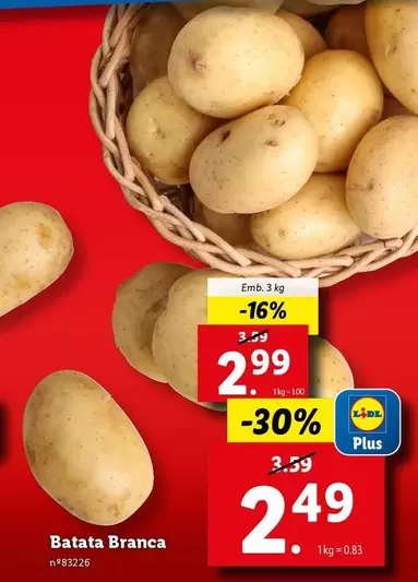 Oferta de Batata Branca por 2,49€ em Lidl