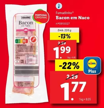 Oferta de Fumadinho - Bacon Em Naco por 1,77€ em Lidl