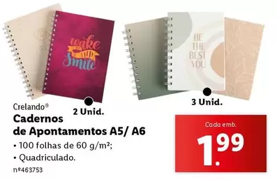 Oferta de Cadernos de Apontamentos A5/ A6 por 1,99€ em Lidl