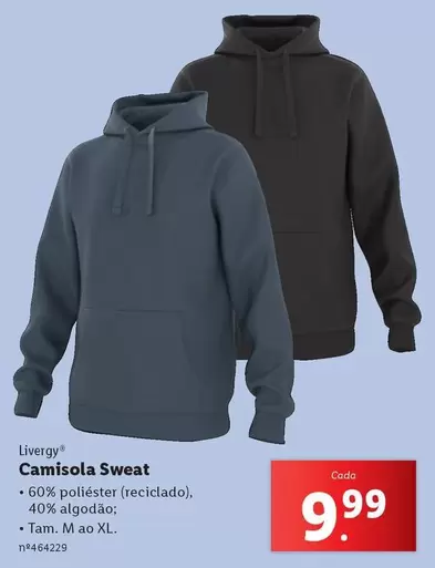 Oferta de Camisola Sweat por 9,99€ em Lidl