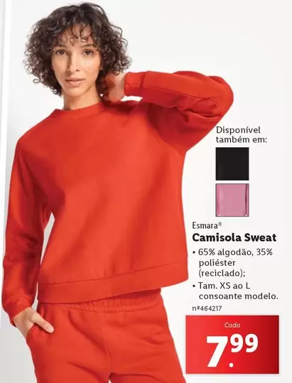 Oferta de Camisola Sweat por 7,99€ em Lidl